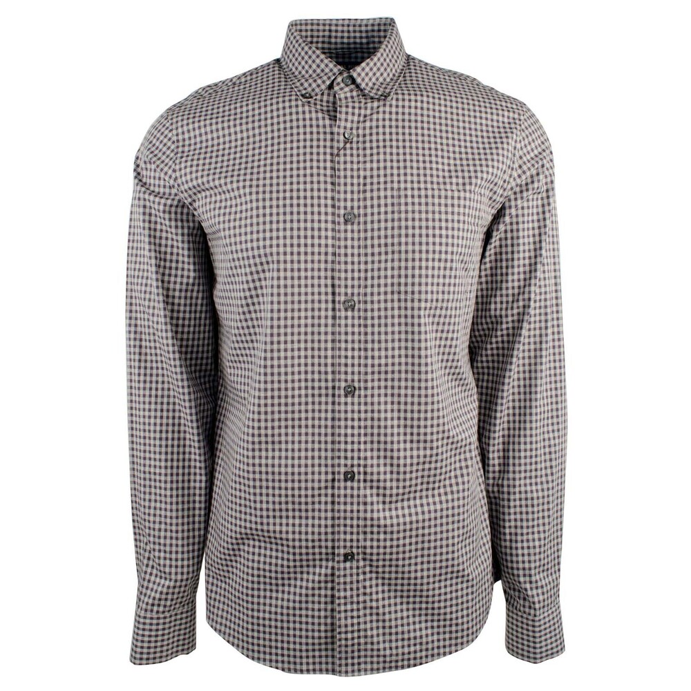 Michael Kors Men's Slim Fit Check Long Sleeve Shirt FP Small